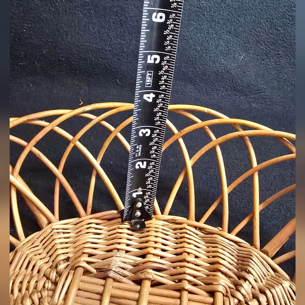 Unique Vintage Golden Woven Oval Basket with Handles